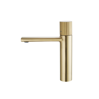 Polished Single Handle Basin Faucet Countertop Mount Gold