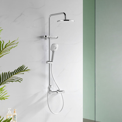 Wall Mounted Thermostatic Hand Shower Mixer Set Chrome Shower System