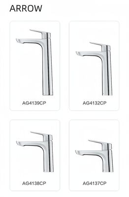 ARROW Modern Single Handle Brass Basin Mixer Faucet with Ceramic Valve Core and Chrome Finish for Easy Mount Single Hole Wash Basin