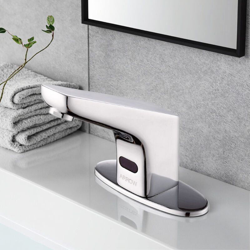 ARROW Brand Modern Electronic Sensor Faucet with Ceramic Valve Core Chrome Plating Deck Mounted for Public Spaces